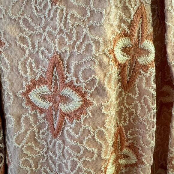 Anthropologie Eva Franco Peach Blossom Belted Dress A-line Embroidered Size 6 - Picture 8 of 13